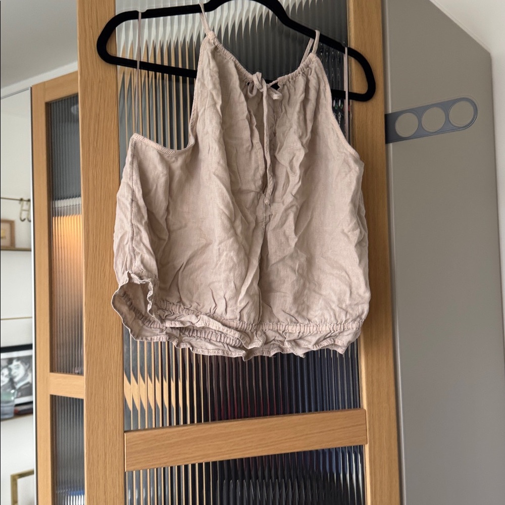 Pilcro CROPPED LINEN HALTER TOP - Picture 3 of 5